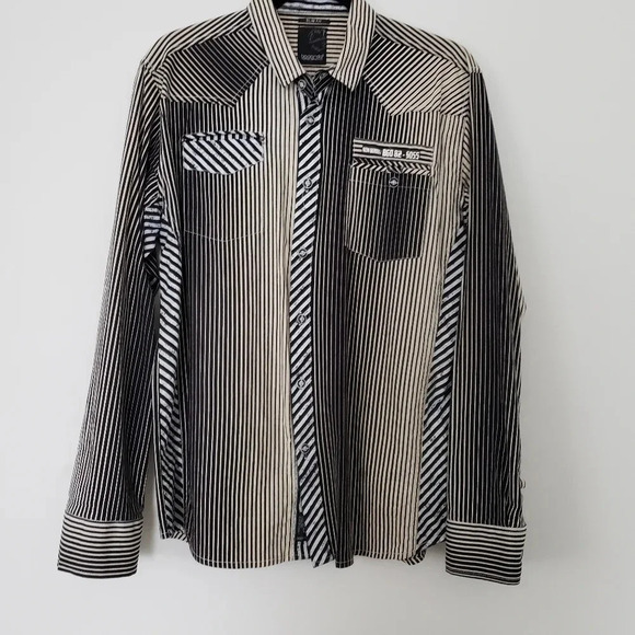 Mens Slim Fit Stretch Black Button Shirt M Medium - Picture 8 of 8